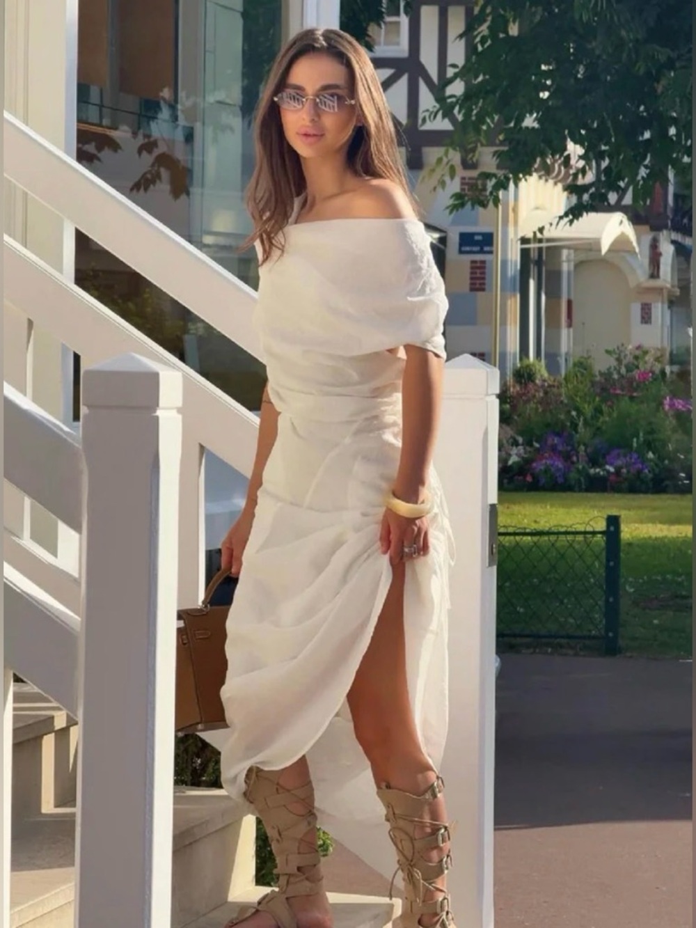 Hemi Blurr NWT Tess Knot Dress Feminine Romantic Bridal White Quiet Luxury Sz S